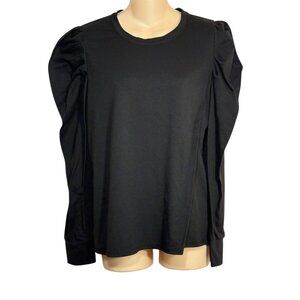 Gibsonlook Womens Medium Black Puff Shoulder Long Sleeve Top